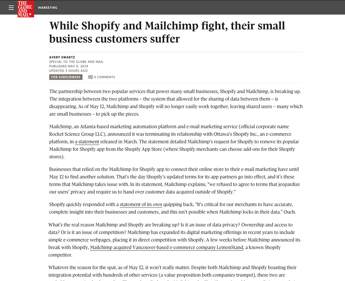 While Shopify and Mailchimp fight, their small business customers suffer